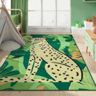 Leon Washable Graphic Cheetah Green kids Rug Area Rugs Lahome