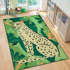Leon Washable Graphic Cheetah Green kids Rug Area Rugs Lahome 5' x 7'