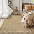 Linoe Washable Gradient Wavy Oatmeal Easy Jute Rug Rugs Lahome 5' x 7'