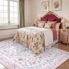Lorevie Washable Boho vintage Garden Floral Pink Rug Rugs Lahome