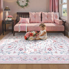 Lorevie Washable Boho vintage Garden Floral Pink Rug Rugs Lahome