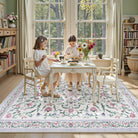 Lorevie Washable Boho vintage Garden Floral Purple Rug Rugs Lahome
