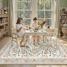 Lorevie Washable Boho vintage Garden Floral Beige Rug Rugs Lahome