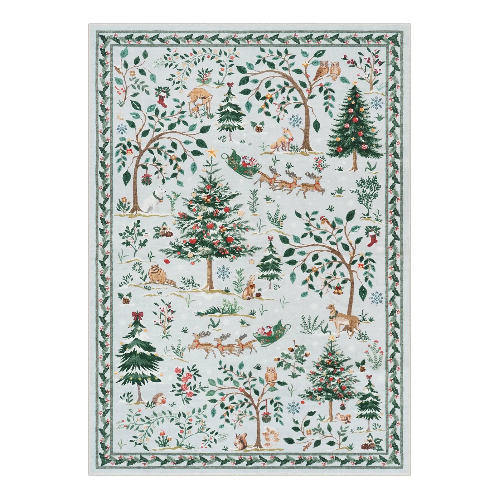 Lumiere Christmas Washable Classic Deer Woodland Grey Rug Area Rugs Lahome