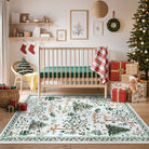 Lumiere Christmas Washable Classic Deer Woodland Grey Rug Area Rugs Lahome