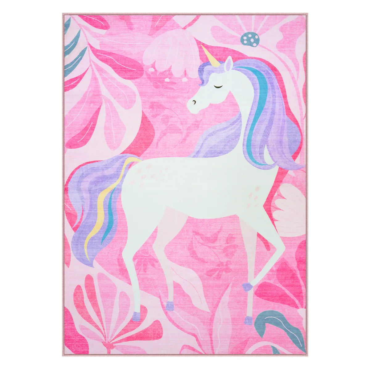 Lunie Washable Whimsical Unicorn Pink kids Rug Area Rugs Lahome