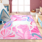 Lunie Washable Whimsical Unicorn Pink kids Rug Area Rugs Lahome