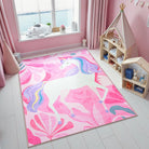 Lunie Washable Whimsical Unicorn Pink kids Rug Area Rugs Lahome