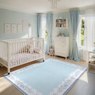 Maelis Washable Vintage Ribbon Blue Rug Rugs Lahome