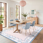 Maelis Washable Vintage Ribbon Pink Rug Rugs Lahome