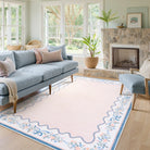 Maelis Washable Vintage Ribbon Pink Rug Rugs Lahome