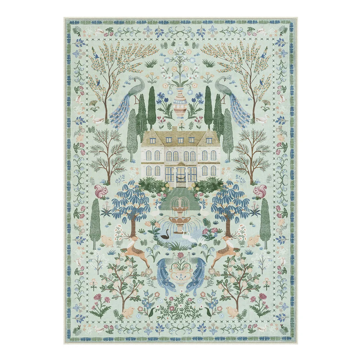 Maison Washable French Manor Floral Green Area Rug - Lahome