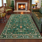 Marcel Washable Vintage Floral Bird Dark Green Rug Area Rugs Lahome 5' x 7'