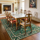 Marcel Washable Vintage Floral Bird Dark Green Rug Area Rugs Lahome
