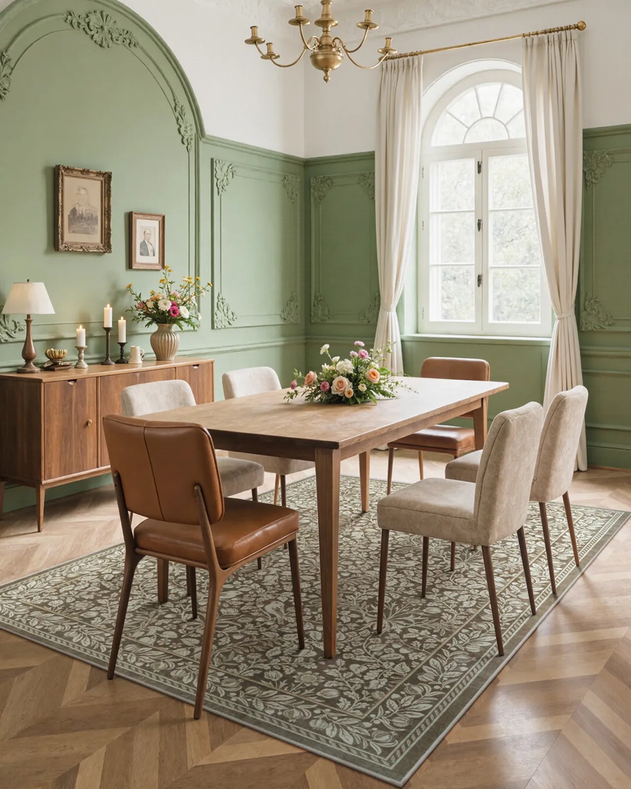 Mirage Washable Maximalism Vintage Blossom Beige Rug Area Rugs Lahome