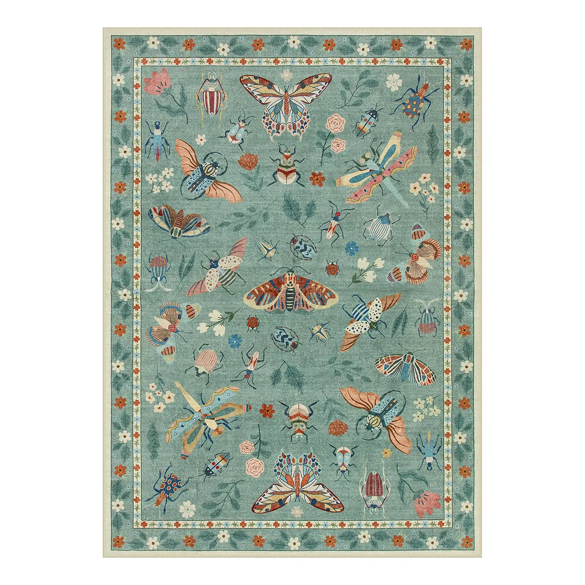 Vionnet Modern Parisian Insect Light Green Area Rug - Lahome