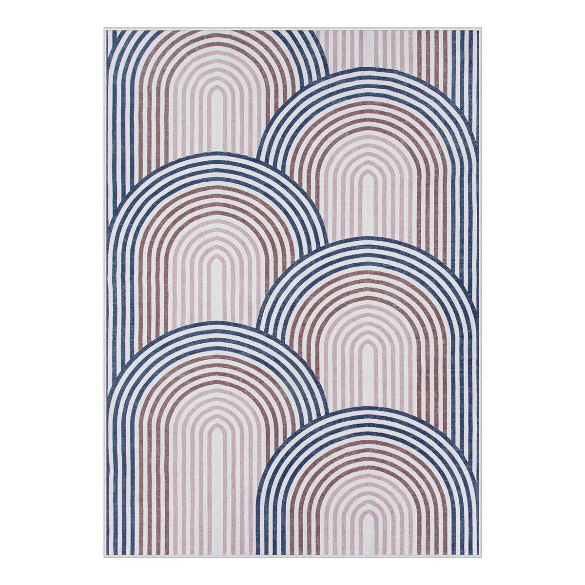 Namia Washable Modern Arch Stripe Blue/Pink Rug Rugs Lahome