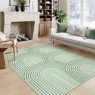 Namia Washable Modern Arch Stripe Green Rug Rugs Lahome 5' x 7'