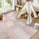 Namia Washable Modern Arch Stripe Pink Rug Rugs Lahome
