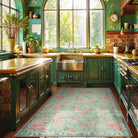 Nina Washable Romantic Vintage Floral Rose Garden Green Rug Area Rugs Lahome 5' x 7'