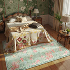 Nina Washable Romantic Vintage Floral Rose Garden Green Rug Area Rugs Lahome