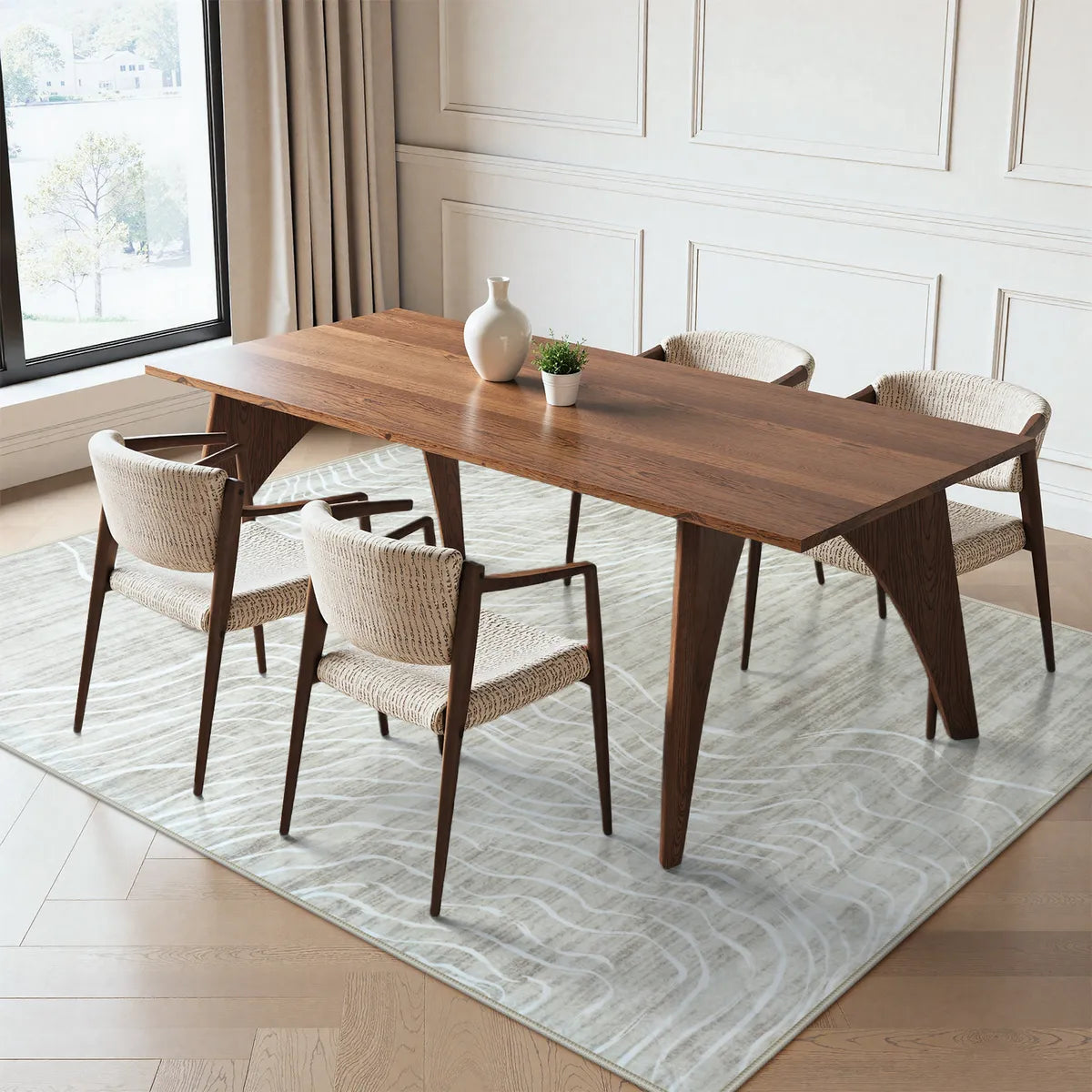 Ondel Washable Abstract Terrain Beige Rug Area Rugs Lahome