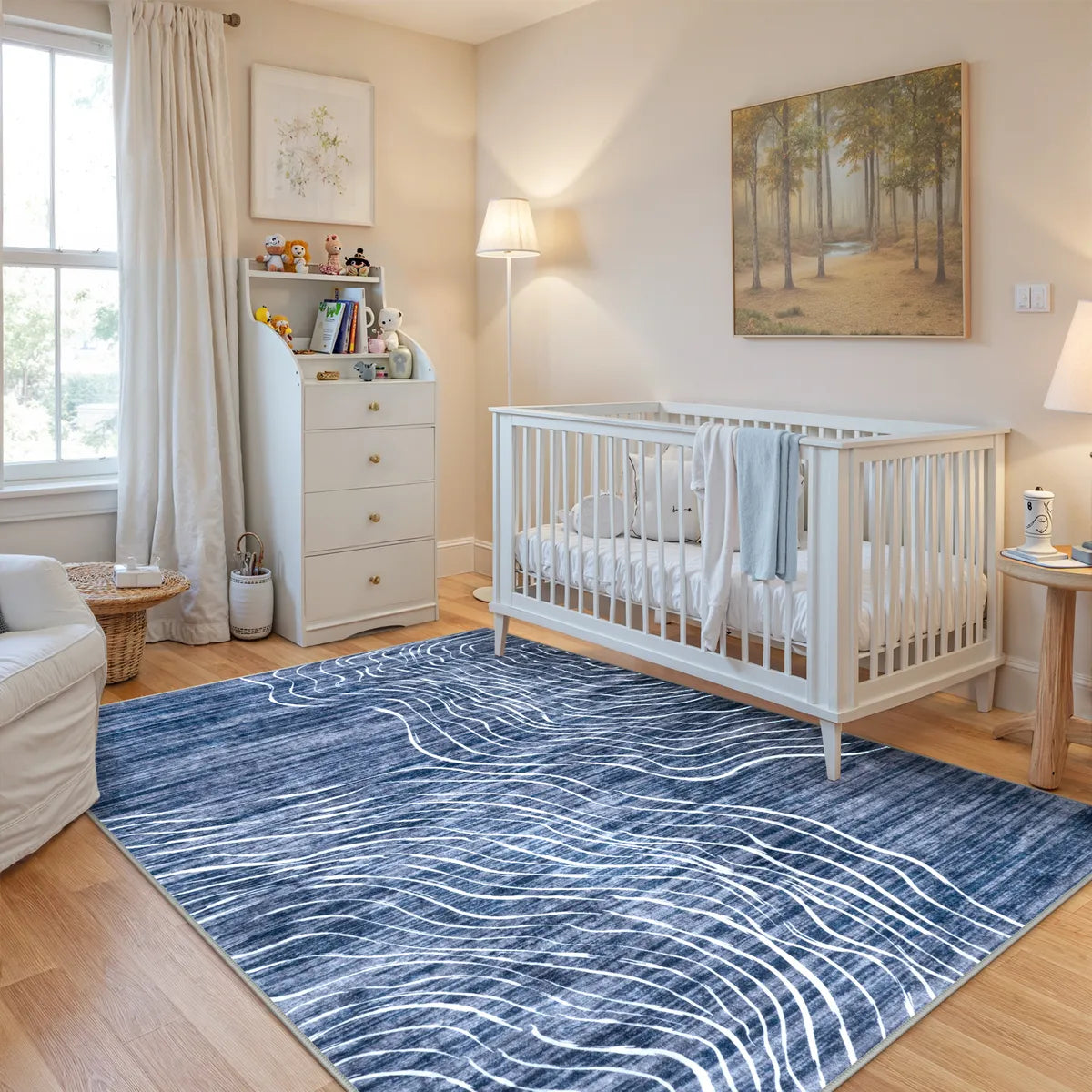 Ondel Washable Abstract Terrain Blue Rug Area Rugs Lahome
