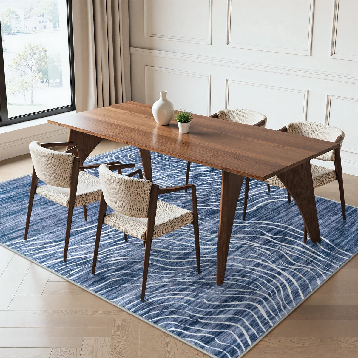 Ondel Washable Abstract Terrain Blue Rug Area Rugs Lahome