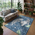 Rava Washable Wild Tiger Blue Rug Area Rugs Lahome