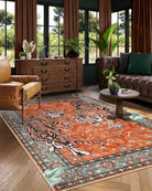 Rava Washable Wild Tiger Red Rug Area Rugs Lahome