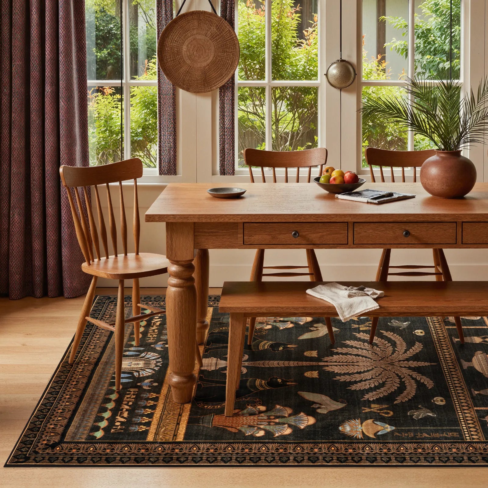 Ravin Washable Ancient Egyptian Revival Cat Black Rug Area Rugs Lahome