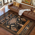 Ravin Washable Ancient Egyptian Revival Cat Black Rug Area Rugs Lahome