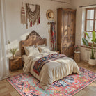 Reine Washable Bohemian Floral Medallion Red Rug Clearance Rugs Lahome