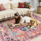 Reine Washable Bohemian Floral Medallion Red Rug Clearance Rugs Lahome