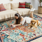 Reine Washable Bohemian Floral Medallion Orange Rug Clearance Rugs Lahome