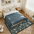 Lahome Washable Vintage Botanical Floral Black Area Rug for bedroom