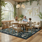 Lahome Washable Vintage Botanical Floral Black Area Rug for dining room