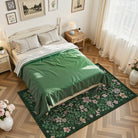 Lahome Washable Vintage Botanical Floral Green Area Rug for bedroom