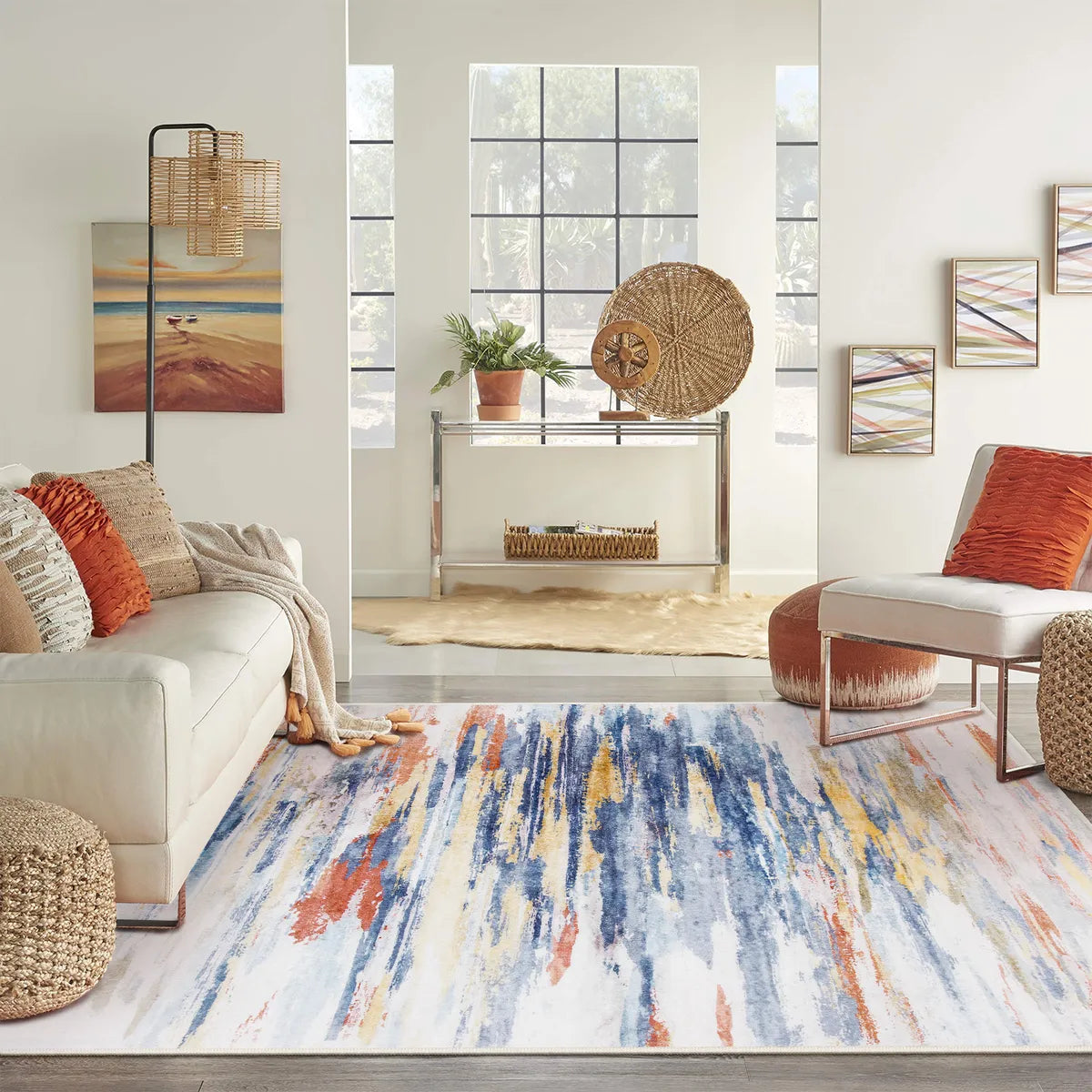 Ripple Washable Abstract Washable Colorful Rug Rugs Lahome 5' x 7'