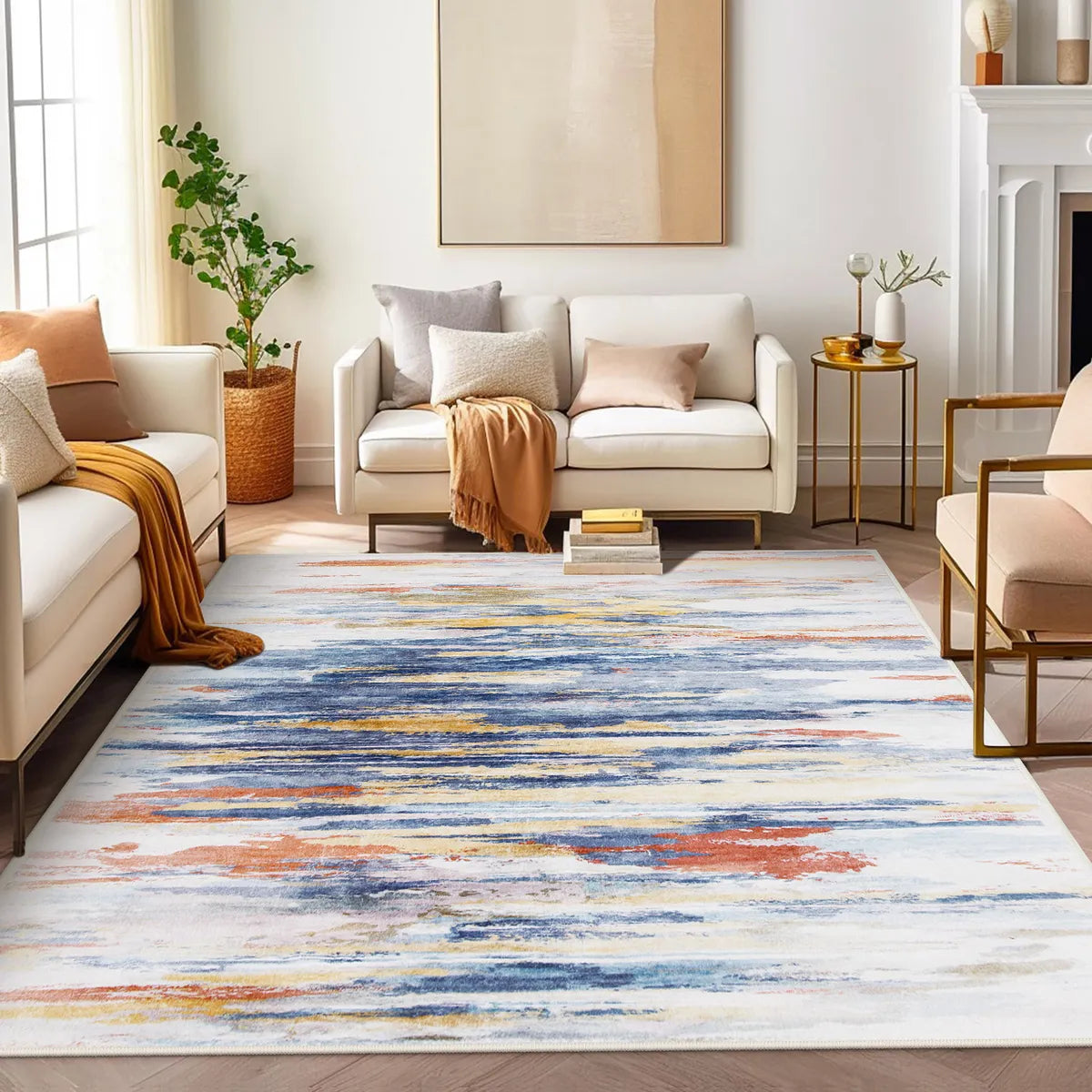 Ripple Washable Abstract Washable Colorful Rug Rugs Lahome