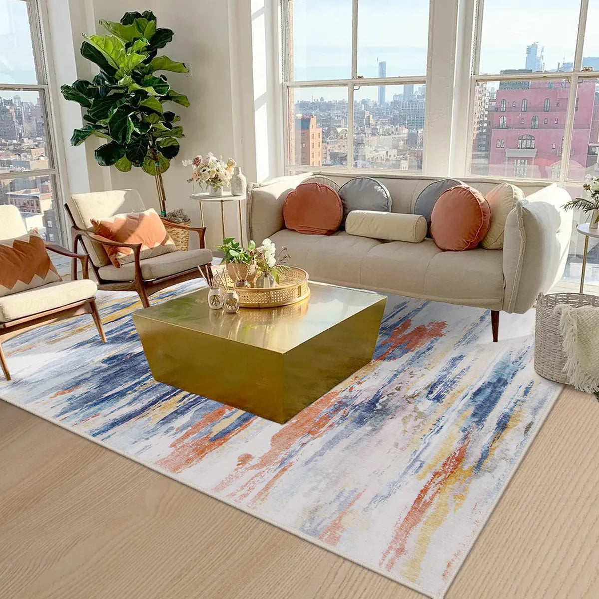 Ripple Washable Abstract Washable Colorful Rug Rugs Lahome