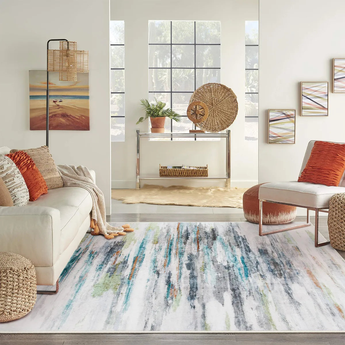Ripple Washable Abstract Washable Green Rug Rugs Lahome