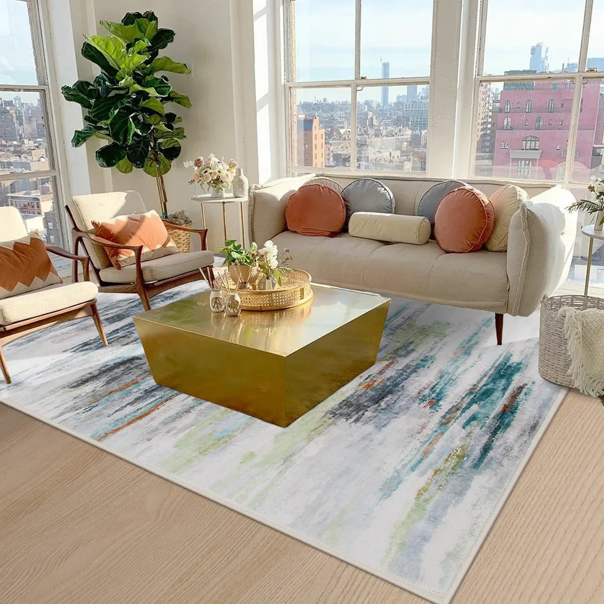 Ripple Washable Abstract Washable Green Rug Rugs Lahome