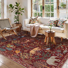 Roam Washable Jungle Animals Red Rug Rugs Lahome