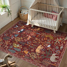 Roam Washable Jungle Animals Red Rug Rugs Lahome