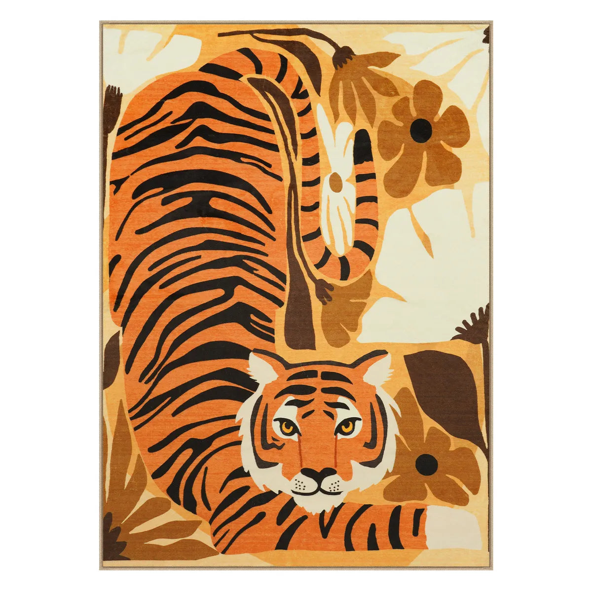 Roza Washable Playful Tiger Orange kids Rug Area Rugs Lahome