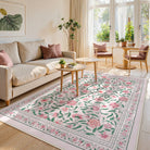 Solace Washable Boho French Elegant Floral Pink Rug Rugs Lahome