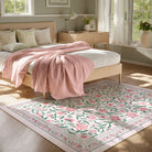 Solace Washable Boho French Elegant Floral Pink Rug Rugs Lahome