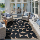Solaro Washable Boho Geometric Easy Jute Black Indoor/Outdoor Rug Easy Jute Rug Lahome