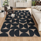 Solaro Washable Boho Geometric Easy Jute Black Indoor/Outdoor Rug Easy Jute Rug Lahome 5' x 7'